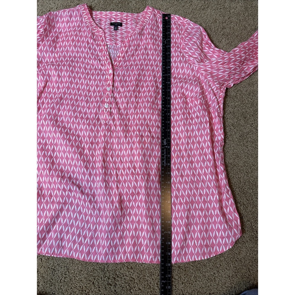 Talbots 3X Linen Pink Peach Natural Beach Tunic Blouse V Neckline Rolled Sleeves - Picture 8 of 9